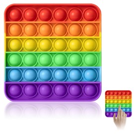 Fidget Toys,Square Push Pops It Poppet Sensory Fidget Pack Poppers Stress Toys for Toddlers,Bubble Rainbow Add Special Needs Anxiety Toy for Adhd Autism Kids Adults Learning Educational Improve Focus