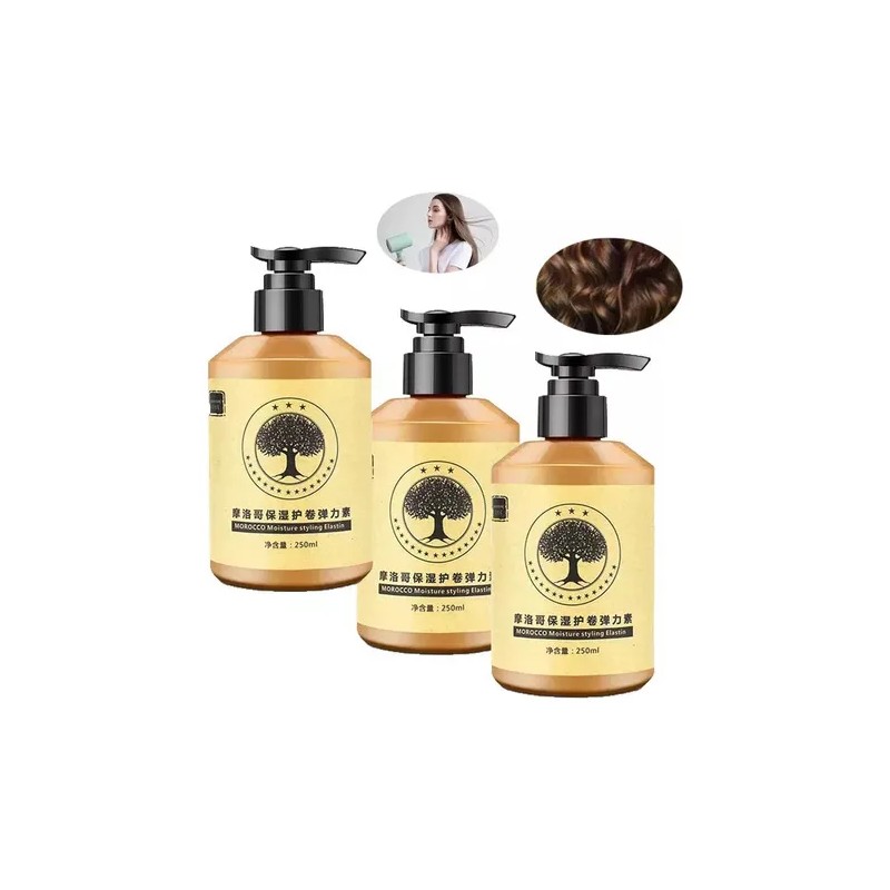 3 X Peluquería Hidratante Rizos Elastina Protector Volumen