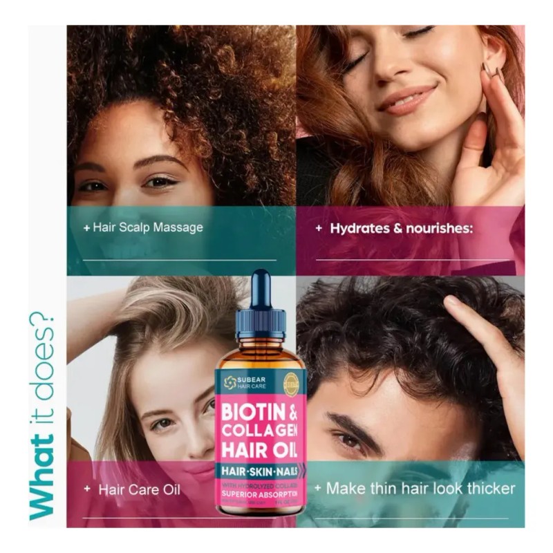 Aceite Reparador Cabello Piel Uñas Con Colágeno Biotina 30ml