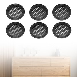 Ventilation Grille, Round, Diameter 60 mm, Pack of 6 Ventilation Grille, Stainless Steel, Black, Ventilated and Breathable, for Cupboards, Wardrobes, Shoe Cabinets