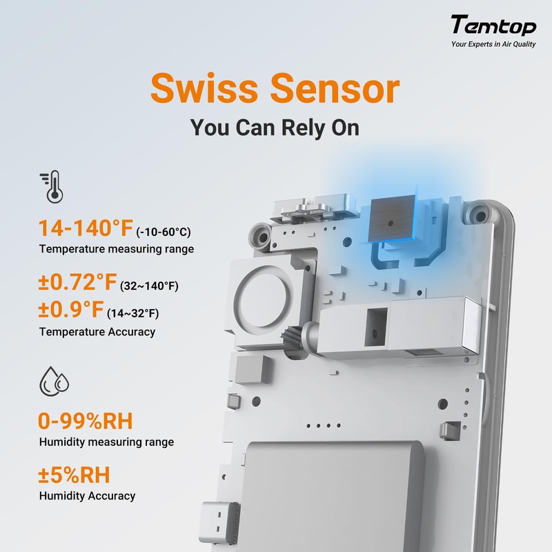 Temtop Humidity Meter T1, Indoor Thermometer for Room Temperature, Bluetooth