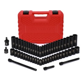 MIXPOWER 55 Pieces 1/4" Dr. Impact Socket Set, CR-V, 6 Point, SAE/Metric, 5/32 Inch - 9/16 Inch, 4mm - 15mm, Shallow/Deep, Including Adapter, Extension, Universal Joint