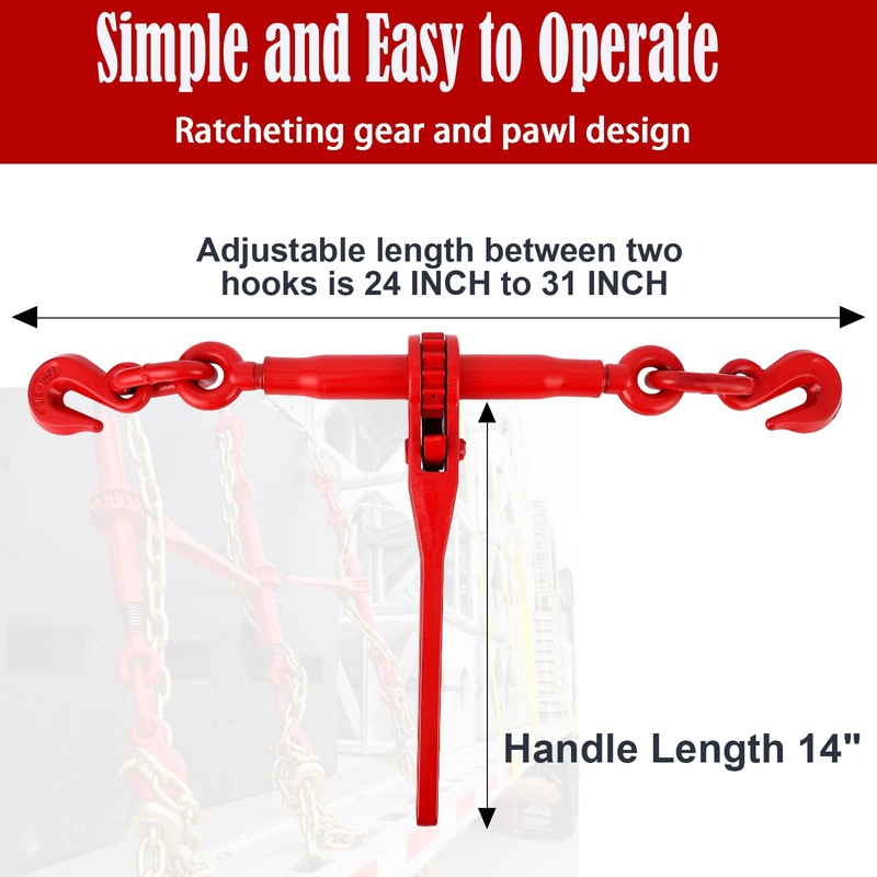 5/16"-3/8" Chain Binders Sets of 2, 5/16"×10ft Chains, Grade 70