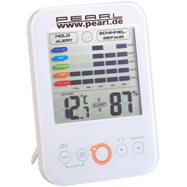 PEARL Mould Alarm: Digital Hygrometer/Thermometer with Mould Alarm and LCD Display (Hygrometer with Mould Alarm, Mould Thermometer, Moisture Meter Plants)