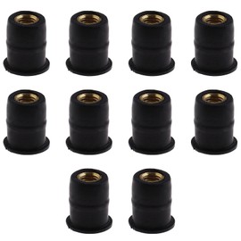 eMagTech 10x M5 Motorcycle Wind Screen Windshield Bolts Washers Wellnut Rubber Brass Compatible with Ducati Honda Kawasaki Yamaha Polaris ATV Black