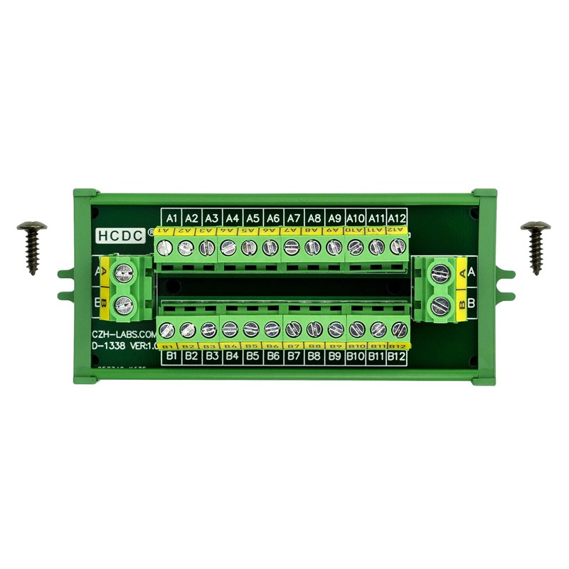 30Amp/300V 2x12 Position Terminal Block Distribution Module (Screw Mount)