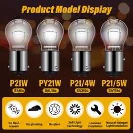 Small Stones 4PCS 1157 S25 12V21/5W 7528 12499 BAY15D Halogen bulb Automotive Brake lights Tail lights GY6 ATV Motorcycle Brake lights Tail lights Daytime running lights (White, BAY15D)