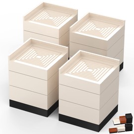 Furniture Risers, Tclouda Bed/Sofa/Desk/Table/Chair Leg/Fridge Lifts to 1.5, 3 and 4 in, Square Adjustable Risers Blocks for Extenders, Heavy Duty Supports Up to 1300 Lbs, 4 in-Apricot-Square