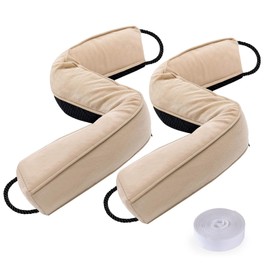 Sunolga 2 Packs 36 Inches 2.2LB Weighted Door Draft Stopper Filled with Glass Beads & Cotton, Removable Machine Washable Sound Proof Under Door Draft Blocker with Anti-Abrasion Bottom for Door, Beige