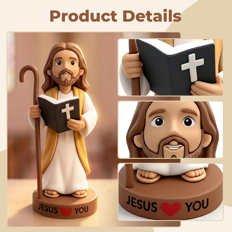 Geyynow 4" Jesus Loves You Figures, Durable Resin for Car