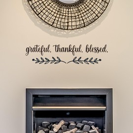 Vancetyno Grateful Thankful Blessed Vinyl Wall Decal Inspirational Quote Wall Art Mural Kitchen Dining Room Decal Home Decor