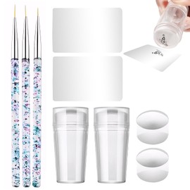 9 Stück Nagelstempel Set French Nails Stempel Silikon Transparent Nagel Stempel mit Schaber,French Nails Pinsel,Nagelwerkzeug-Zubehör,für die French-Maniküre zu Hause