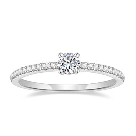 Titaniumcentral 1.5mm Women Eternity Ring Stacking Round Cubic Zirconia Engagement Promise Wedding Band (Silver,Size J 1/2)