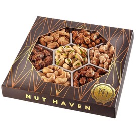 Nuts Gift Basket - Assortment of Sweet & Roasted Salted Gourmet Nuts - Assorted Food Gift Box for Birthday, Family, Sympathy, Men & Women.