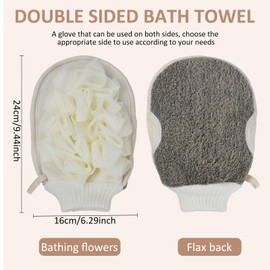 Exfoliating Loofah Gloves, Exfoliating Gloves, Body Scrub, Body Scrub & Bath Sponge, Double Sided Shower Glove, Exfoliating Bath Gloves, Scrubbing Glove for Dead Skin Cells