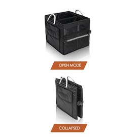 Tongketec Trunk Organizer,Car Storage Box,Portable Multipurpose sorting,Collapsible Waterproof Oxford Fabric，2-Compartments with Aluminium Alloy Handle for SUV 28L Black