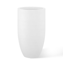 Kante 24 Inch Tall Round Concrete Planter, Large Indoor Outdoor Plant Pots with Drainage Hole and Rubber Plug, Modern Decorative Garden Pots for Home Patio Porch, White