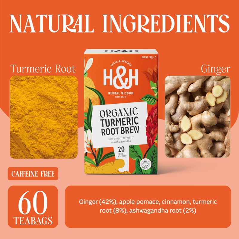 Heath & Heather Organic Turmeric & Ginger Tea Bags –