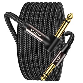VIOY Guitar Cable 10 ft/3 M, Instrument Right Angle Cables, 6.35 mm (1/4) TS Unbalanced Mono Jack Guitar Amp Cord for Electric Guitar, Bass, Keyboard, Electric Mandolin