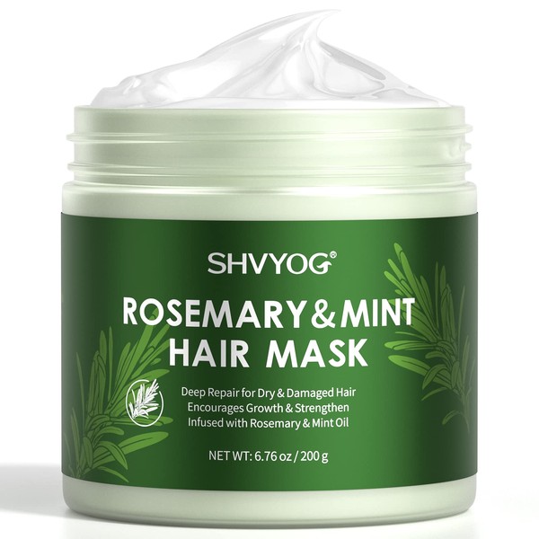 Hair Mask, Rosemary Hair Mask Natural for Dry Damaged Hair, Mint & Rosemary Oil for Hair, Hydrating Hair Moisturizer Rosemary Strengthening, Hair Mask Promotes Hair Repair Hair Health