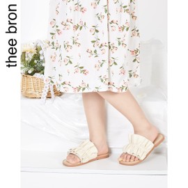 THEE BRON Toddler Girl Slipper Glitter Open Toe Slides Sandal Summer Beach Pool Shoes(AA380,Nude/2M)
