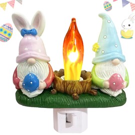 Stadget Gnomes Campfire Nightlight Gnome Lamp Easter Night Light Plug Into Wall Dwarfs with Easter Eggs Night Lamp Bedroom Bathroom Decoration (Gnomes)