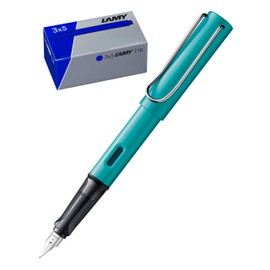 LAMY AL-star Set di 3 penne stilografiche in alluminio in tormalina con manico ergonomico e molla in acciaio lucido, tratto fine T10, set da 3 cartucce di inchiostro, originale cartone – inchiostro