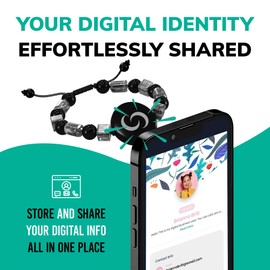 CONTACT CO. Smart Pendant NFC Bracelet, Sleek Tap Bracelet with Instant App-Free Sharing, Seamless Accessory for Professionals and More, Black