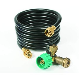 Camco 59143 12" Brass 90 Tee with 3 ports and 12' Extension Hose , Black