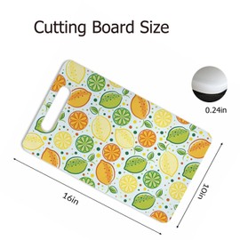 Bcumuq White Lemon Lime Cutting Board with Handles Summer Yellow Orange Green Dots Cutting Boards Plastic Safe Chopping Board for Kitchen 16" x 10" x 0.24"