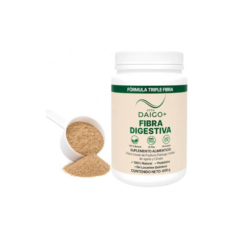 Vita Daigo+ Fibra Digestiva Natural, Fórmula Triple Fibra con Psyllium