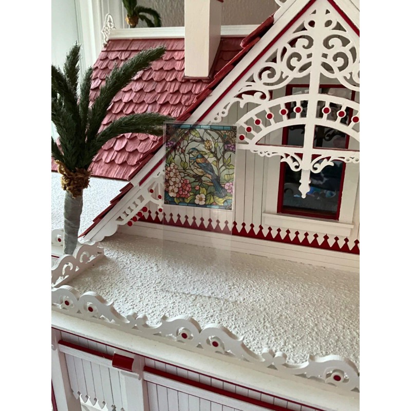 Unbranded Springtime Blue Bird Dollhouse Miniature Stained Glass Window Film