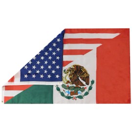 FI USA American Mexico Combination Diagonal 3x5 3'x5' Polyester Flag Banner