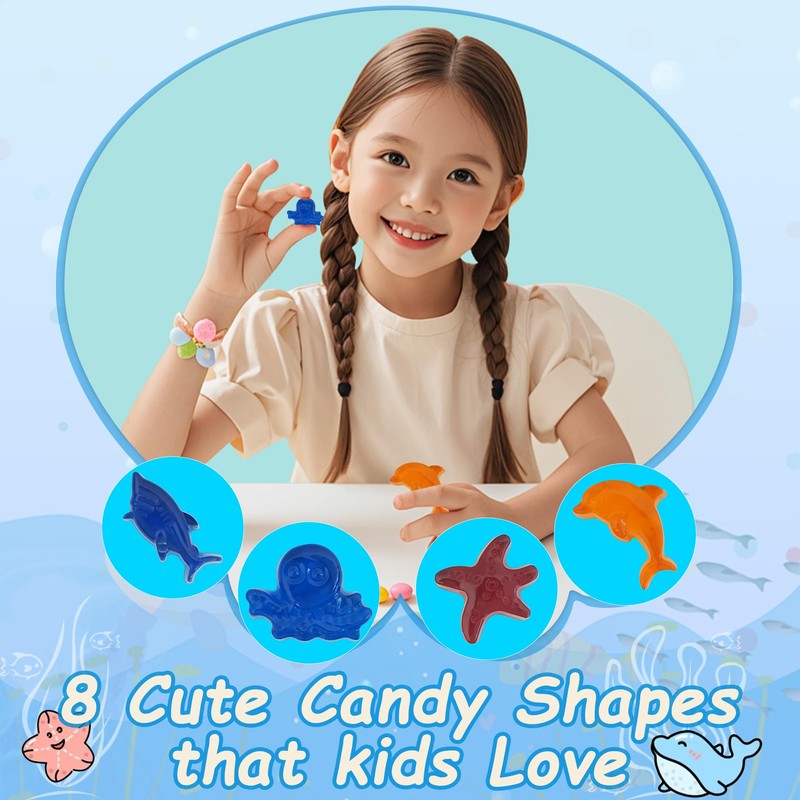 Zorazio 7Pcs Gummy Bear Molds Silicone, Nonstick Ocean Animals Gummy