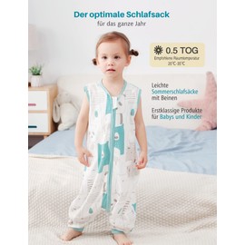 E-RIDES Baby Sleeping Bag with Feet, Summer Sleeping Bag with Legs for Toddlers, Cotton Sleeping Bag for Girls and Boys, Sleeveless, Zip, 0.5 TOG (Panda, Medium)