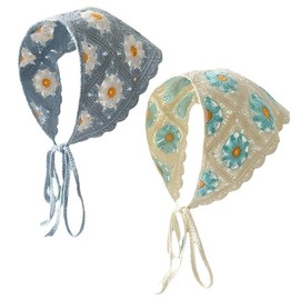 ZOWEXIQ Pack of 2 Turban Tie Hair Bands Elastic Hair Scarf, Women's Boho Headbands Triangle Headscarves Bandanas Turban Tie Hair Bands Elastic Hair Scarf for Women and Girls