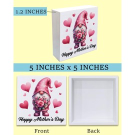 Mother's Day Gifts for Mom Mother Grandma - Happy Mother's Day Wooden Sign Mother's Day Gnome Wood Block Sign Decorations for Home Bedroom Desk Shelf Tabletop (5 X 5 Inches)