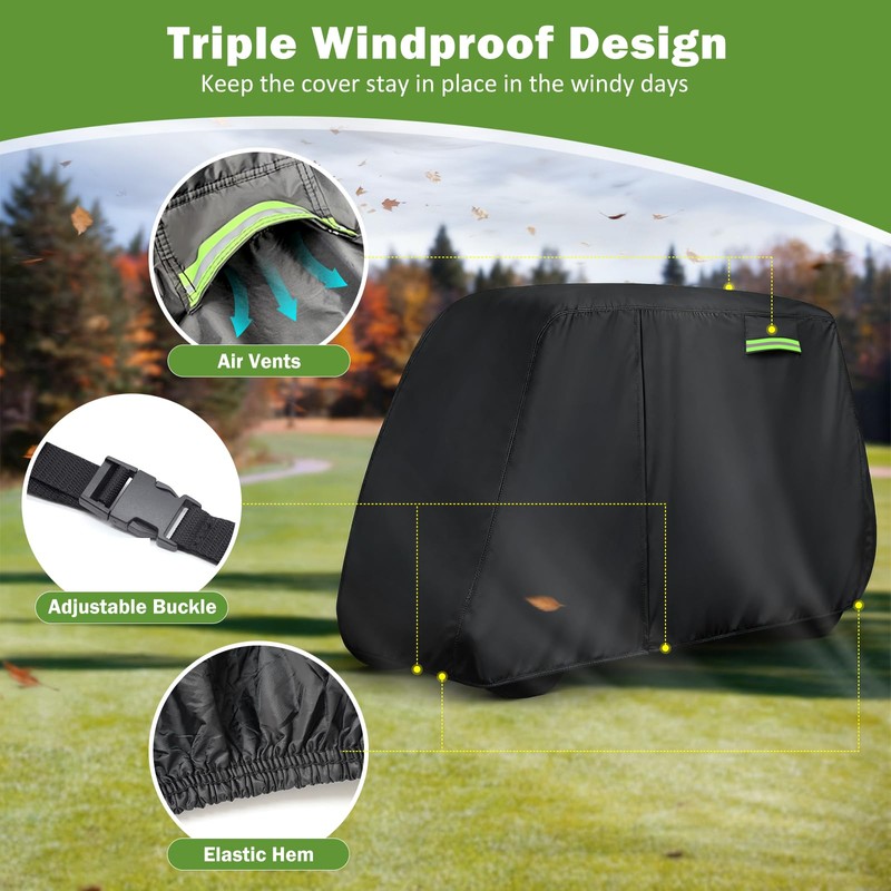 Waterproof Golf Cart Cover 4 Passenger for Yamaha/E-Z-Go/Cushman/Club Car/Evolution/ICON, Heavy
