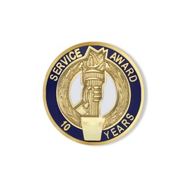 SHOP AWARDS AND GIFTS 10 Year Service Award Enamel Lapel Pins, Appreciation Employee Recognition Work Military Teacher Volunteer, Gift Boxed, 3/4 Inch, Pack of 8