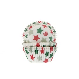 House of Marie Large Stars on a White Background, 50 Muffin Cases 50 x 33 mm