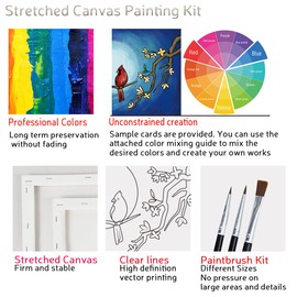VALLSIP 2 Pack Paint and Sip Canvas Painting Kit Pre Drawn Canvas for Painting for adults Stretched Canvas Couples Games Date Night Anniversary Gifts Couple Paint Party Supplies Favor(8x10)