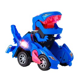 Transforming Dinosaur Car Toy Musical Safety Children Transforming Dinosaur Toy for Kids Blue