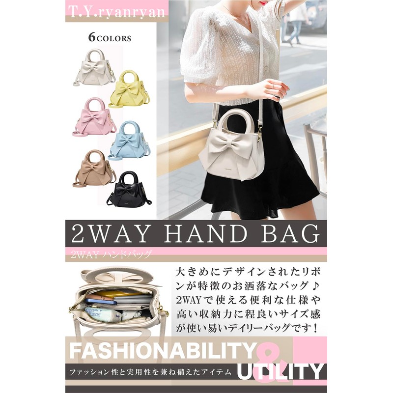 T.Y.ryanryan Women's Shoulder Bag, Crossbody Handbag, Shoulder Bag, Ribbon, Mini