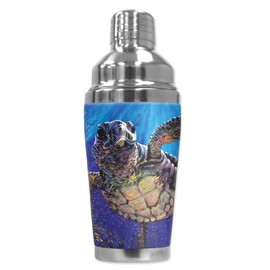 Mugzie "Sea Turtle" Cocktail Shaker with Insulated Wetsuit Cover, 16 oz, Black