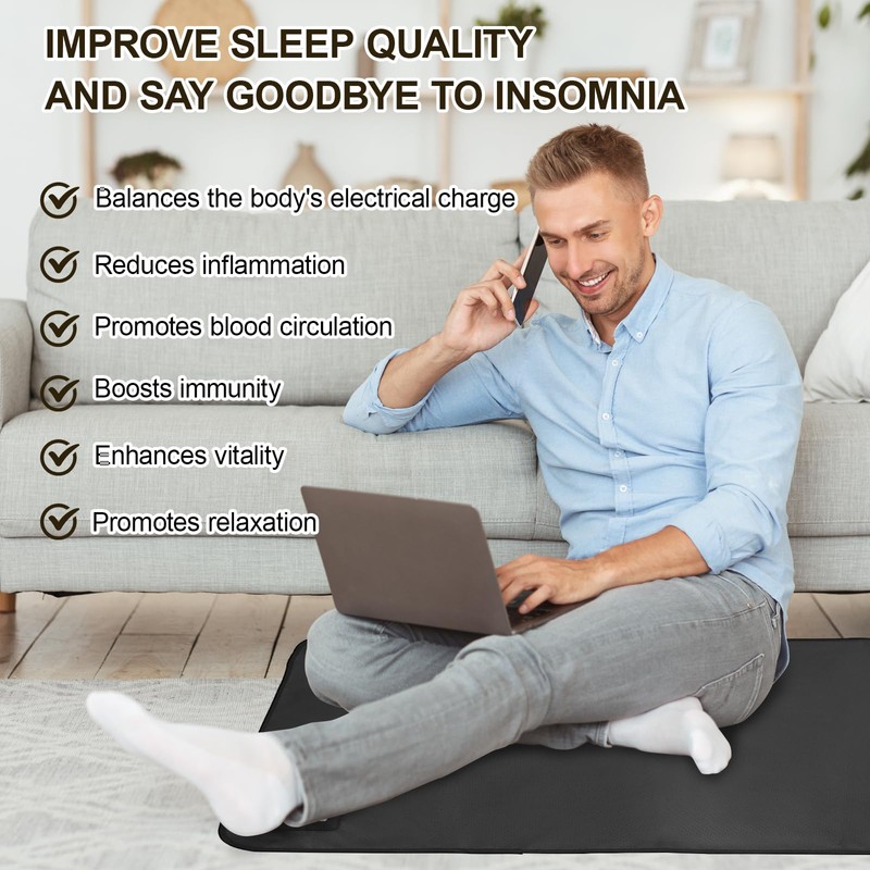 Erdungsmatte,Erdungsmatte für Bett,Universal Grounding Mat,Beathable Grounding Sheet,Verbessern Sie den Schlaf,Steigern