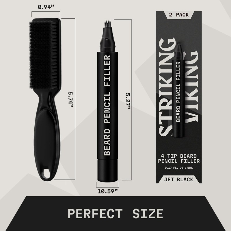 Striking Viking Beard Pen - Jet Black, 2 Pack -