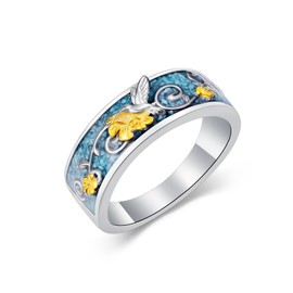 Midari Hummingbird Rings 925 Sterling Silver Western Boho Turquoise Rings Western Country Jewelry for Women Men Christmas Mother Gifts for Loved Ones 7