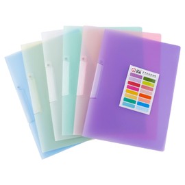 BDHYYM Pack of 6 A4 File Folders, Plastic, Sturdy, with Name Plate, File Folder, DIN A4, Notebook Cover, Fact Translucent PP Staple Strips, Colourful, Quick Folder, Plastic, Sturdy, for School Office