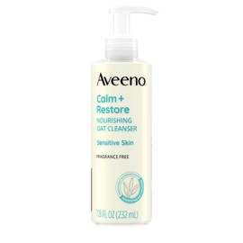 Aveeno Aveeno Calm + Restore Facial Cleanser for Sensitive Skin, Hydrating Gentle Milky Face Cleanser with Nourishing Oat and Feverfew, Hypoallergenic Formula, Fragrance Free, 7.8 FL OZ