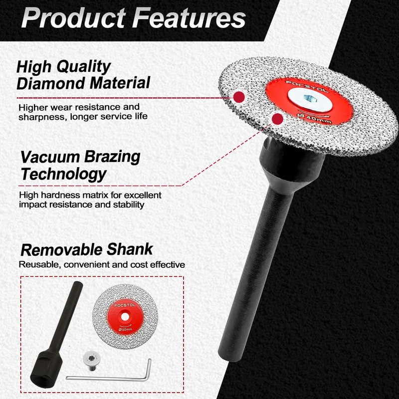 FOCSTOL Mini Diamond Engraving Saw Blade - 5pcs 1-9/16 Inch(40mm)